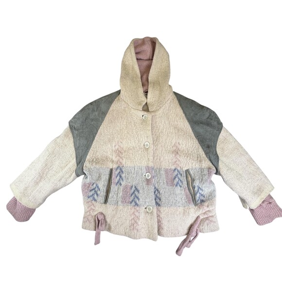Samband of Iceland Jackets & Blazers - Samband Of Iceland Jacket Womens Small Multicolor Wool Hooded Button Front Suede
